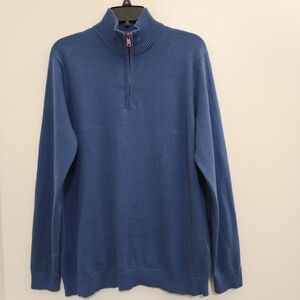 Quarter Zip‎ men's Medium Cashmere Blend Blue Pullover Sweater WOOLOVERS